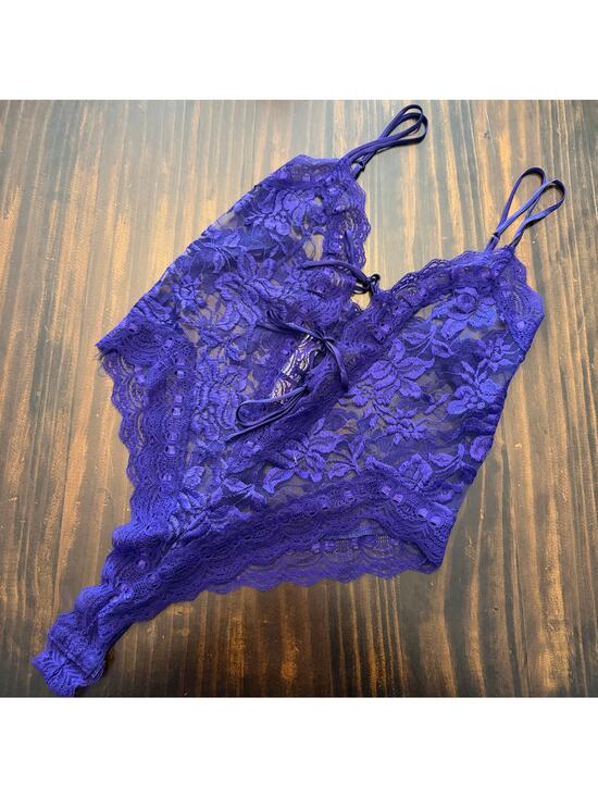 Victoria's Secret Other - Victoria's Secret Vintage Gold Label Purple Lace Lingerie Bodysuit Size M